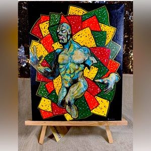 Original Mini Artwork with Wooden Easel